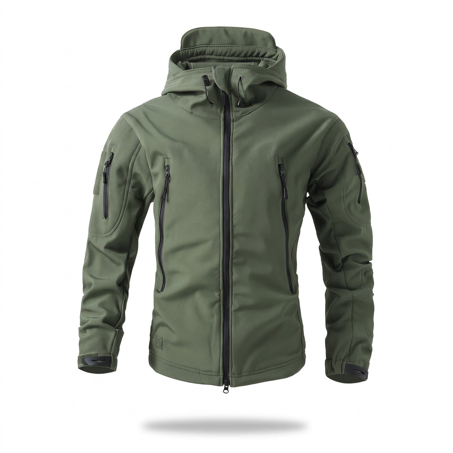 Men's Technical Softshell Jacket Hooded Storm Flap Multi Pocket, product photo 6