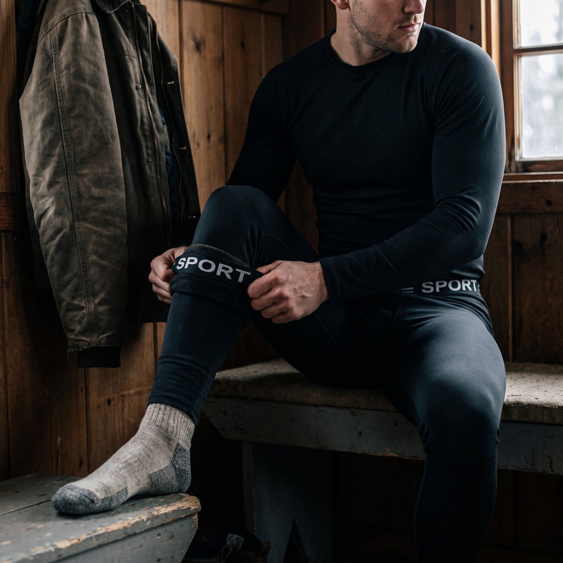 Men's Thermal Underwear Set Fleece Lined Crew Neck Base Layer, product photo 5