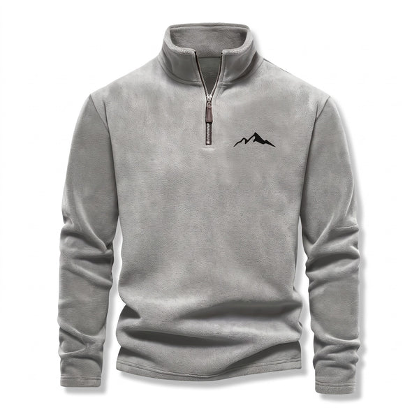 Men's Thick Knit Sweater Quarter Zip Lined Stand Collar Winter Top