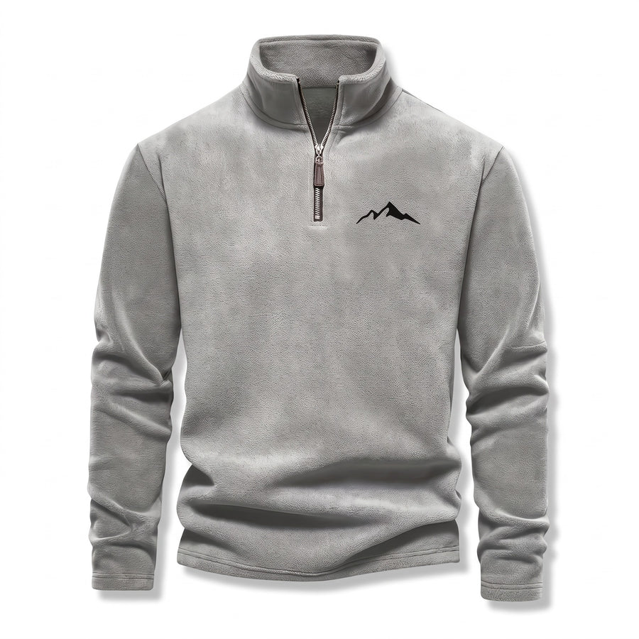Men's Thick Knit Sweater Quarter Zip Lined Stand Collar Winter Top, product photo 1