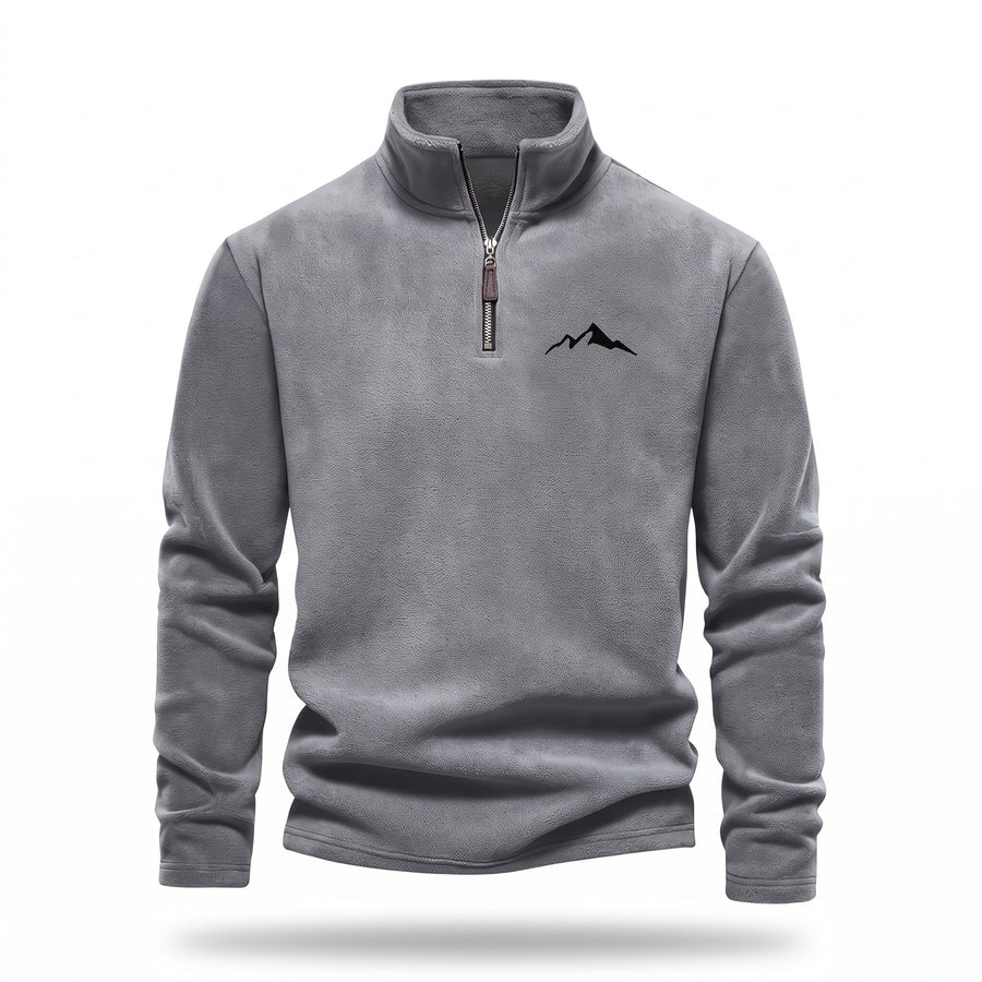 Men's Thick Knit Sweater Quarter Zip Lined Stand Collar Winter Top, product photo 6