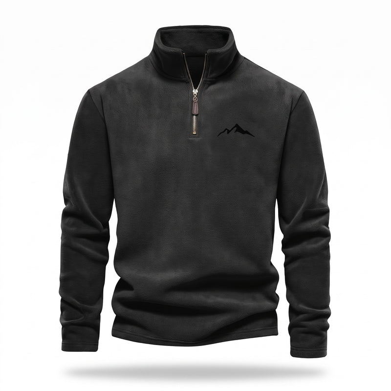 Men's Thick Knit Sweater Quarter Zip Lined Stand Collar Winter Top, product photo 7