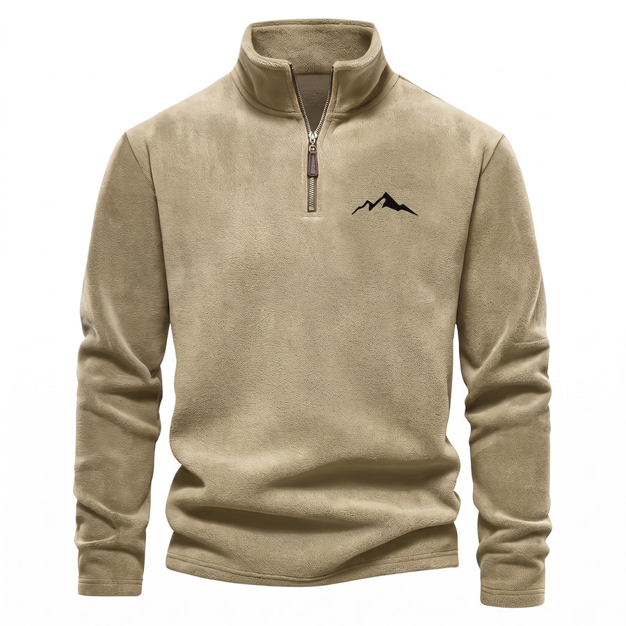 Men's Thick Knit Sweater Quarter Zip Lined Stand Collar Winter Top, product photo 8