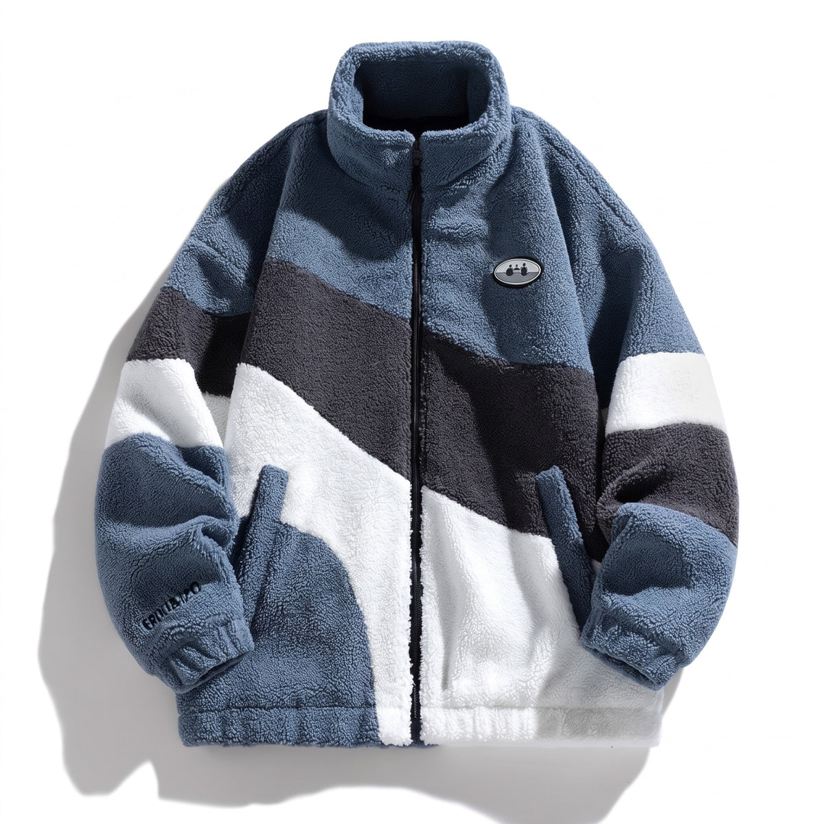 Men's Thick Velvet Jacket Stand Collar Zip Front Casual Coat, product photo 1