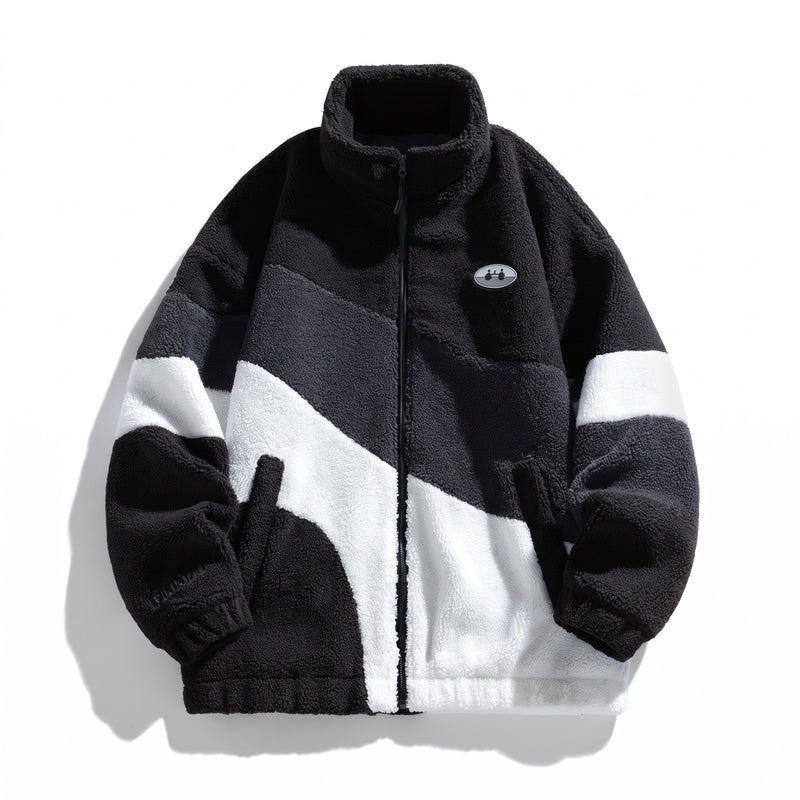 Men's Thick Velvet Jacket Stand Collar Zip Front Casual Coat, product photo 6