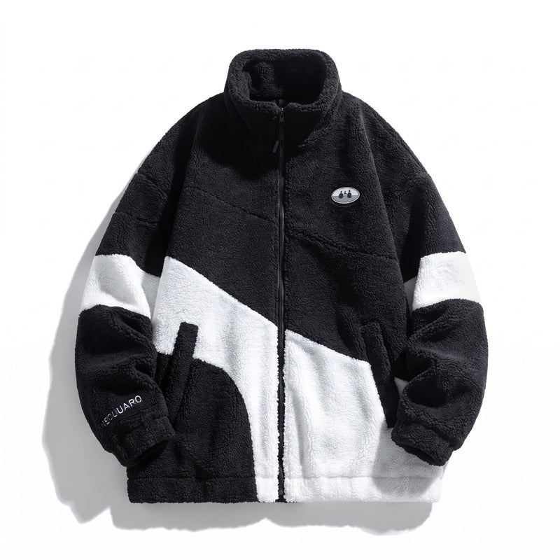 Men's Thick Velvet Jacket Stand Collar Zip Front Casual Coat, product photo 8