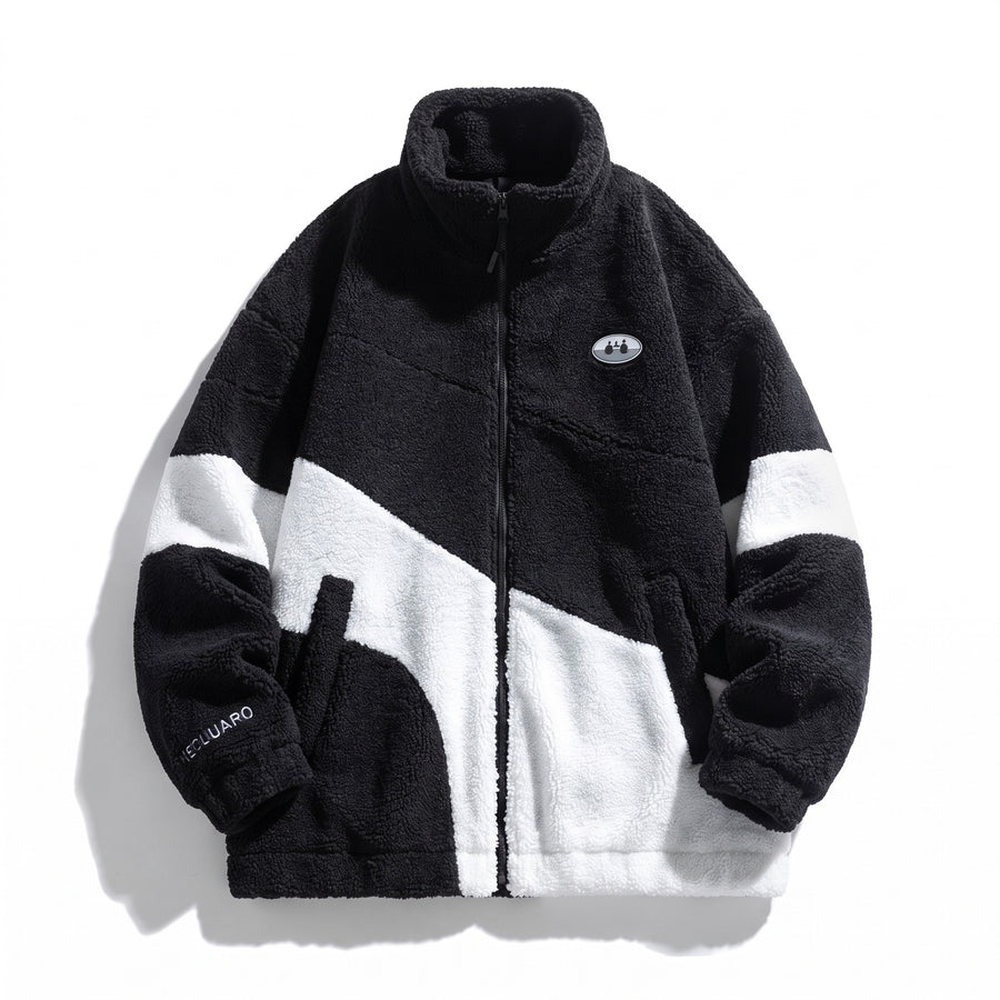 Men's Thick Velvet Jacket Stand Collar Zip Front Casual Coat, product photo 8