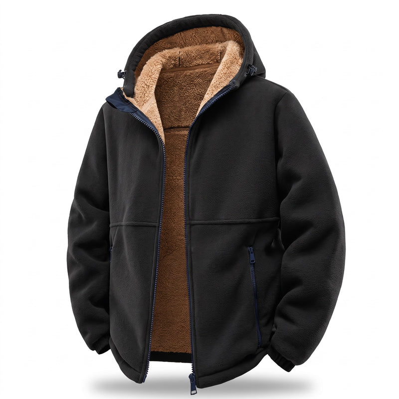 Men's Thick Winter Jacket Hooded Insulated Zip Ski Camp Coat, product photo 6