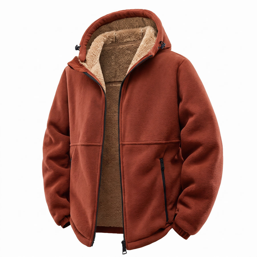 Men's Thick Winter Jacket Hooded Insulated Zip Ski Camp Coat, product photo 7