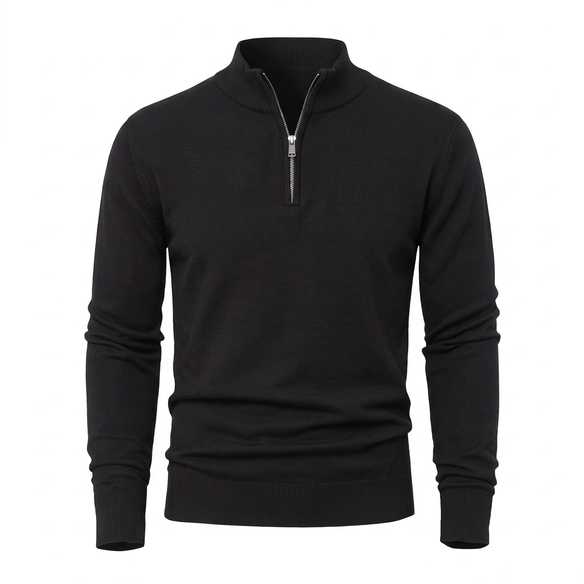 Men's Thick Zip Sweater High Collar Warm Knit Winter Pullover, product photo 1