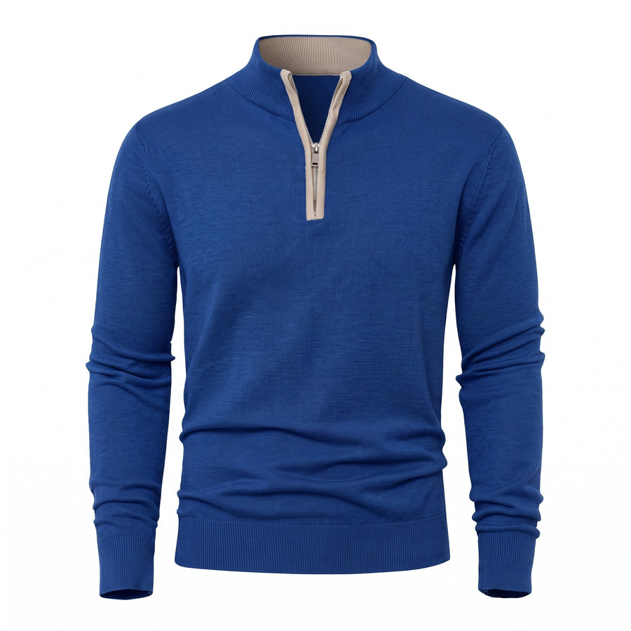 Men's Thick Zip Sweater High Collar Warm Knit Winter Pullover, product photo 11