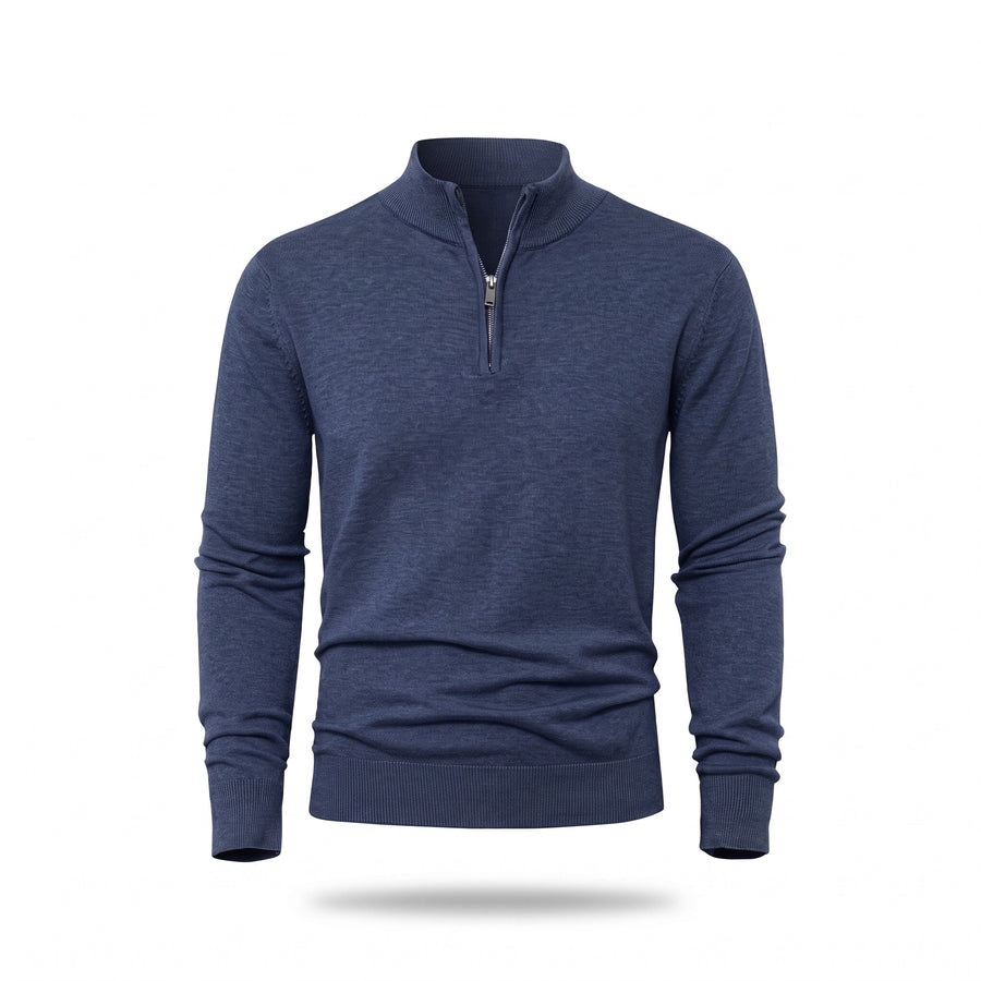Men's Thick Zip Sweater High Collar Warm Knit Winter Pullover, product photo 12