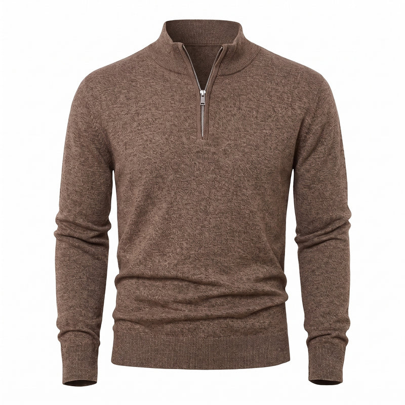 Men's Thick Zip Sweater High Collar Warm Knit Winter Pullover, product photo 13