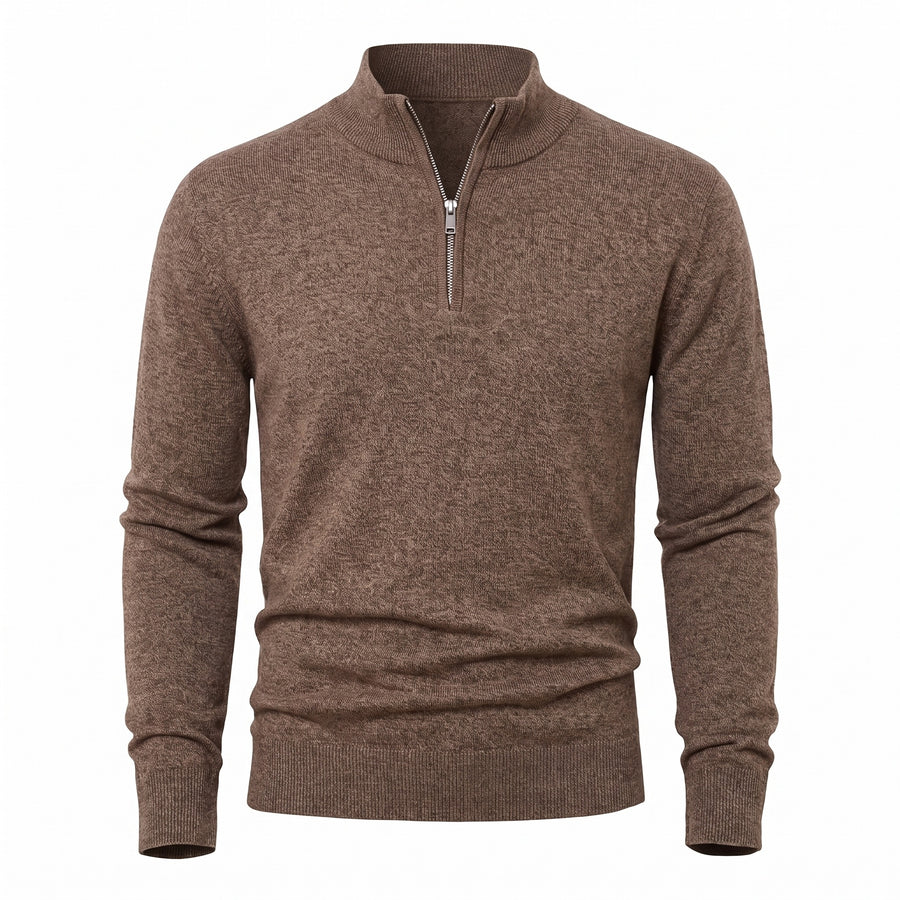 Men's Thick Zip Sweater High Collar Warm Knit Winter Pullover, product photo 13