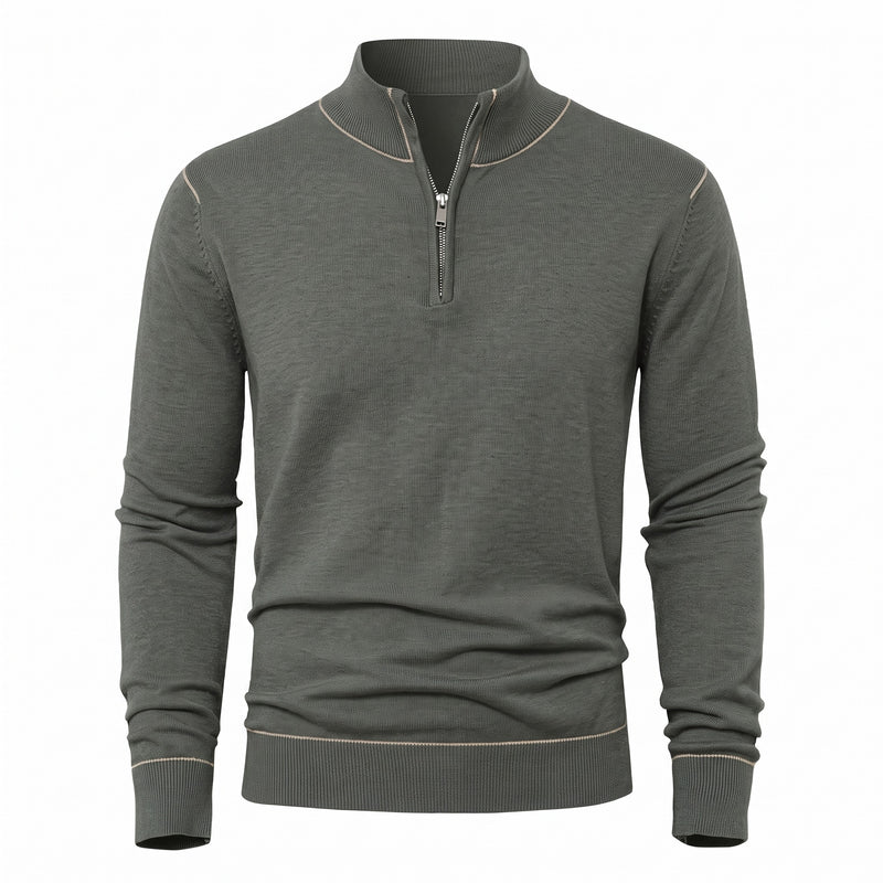 Men's Thick Zip Sweater High Collar Warm Knit Winter Pullover, product photo 14
