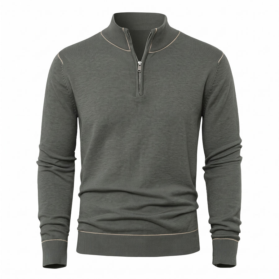 Men's Thick Zip Sweater High Collar Warm Knit Winter Pullover, product photo 14