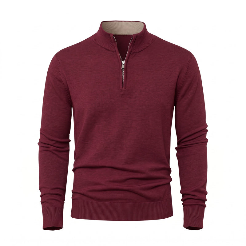 Men's Thick Zip Sweater High Collar Warm Knit Winter Pullover, product photo 15