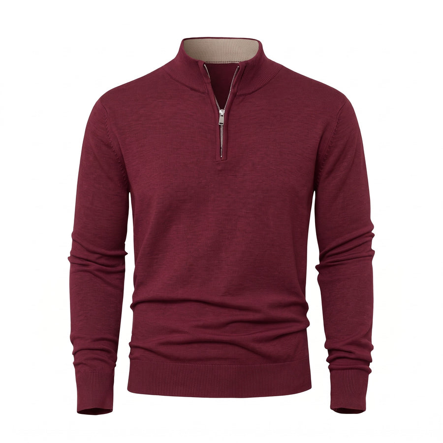 Men's Thick Zip Sweater High Collar Warm Knit Winter Pullover, product photo 15