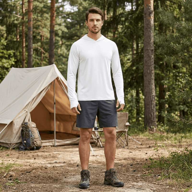 Men's UPF 50+ Sun Protection Hooded Hiking Shirt – product view 6 | Great Lakes Outdoor