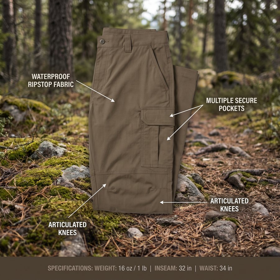 Men's Urban Cargo Pants Waterproof Ripstop Tactical Pants – product view 3 | Great Lakes Outdoor