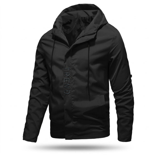 Men's Utility Work Jacket Hooded Zip Pockets Versatile Coat