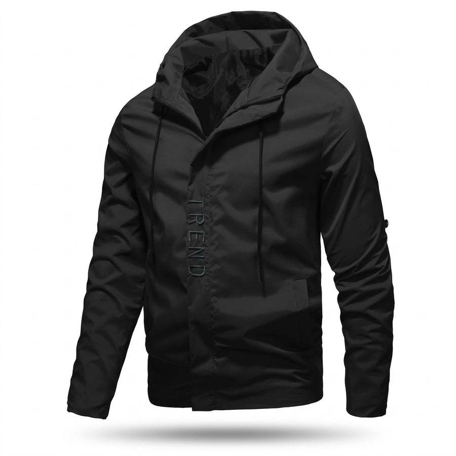 Men's Utility Work Jacket Hooded Zip Pockets Versatile Coat, product photo 1