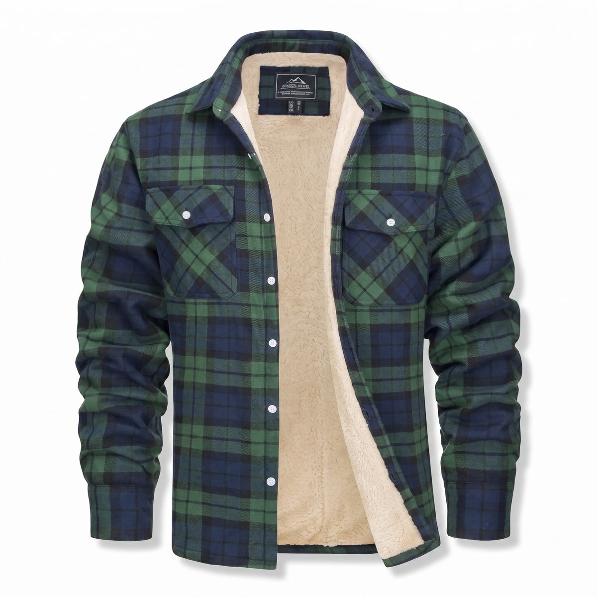 Men’s Vintage Flannel Shirt Jacket Fleece Lined Plaid Seven Colors, product photo 6