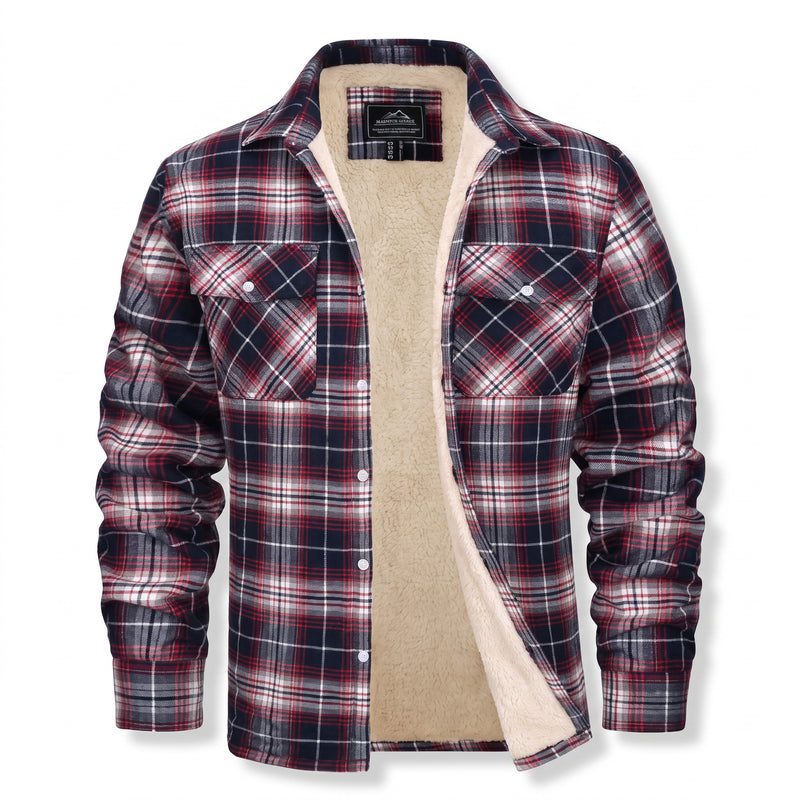 Men’s Vintage Flannel Shirt Jacket Fleece Lined Plaid Seven Colors, product photo 7