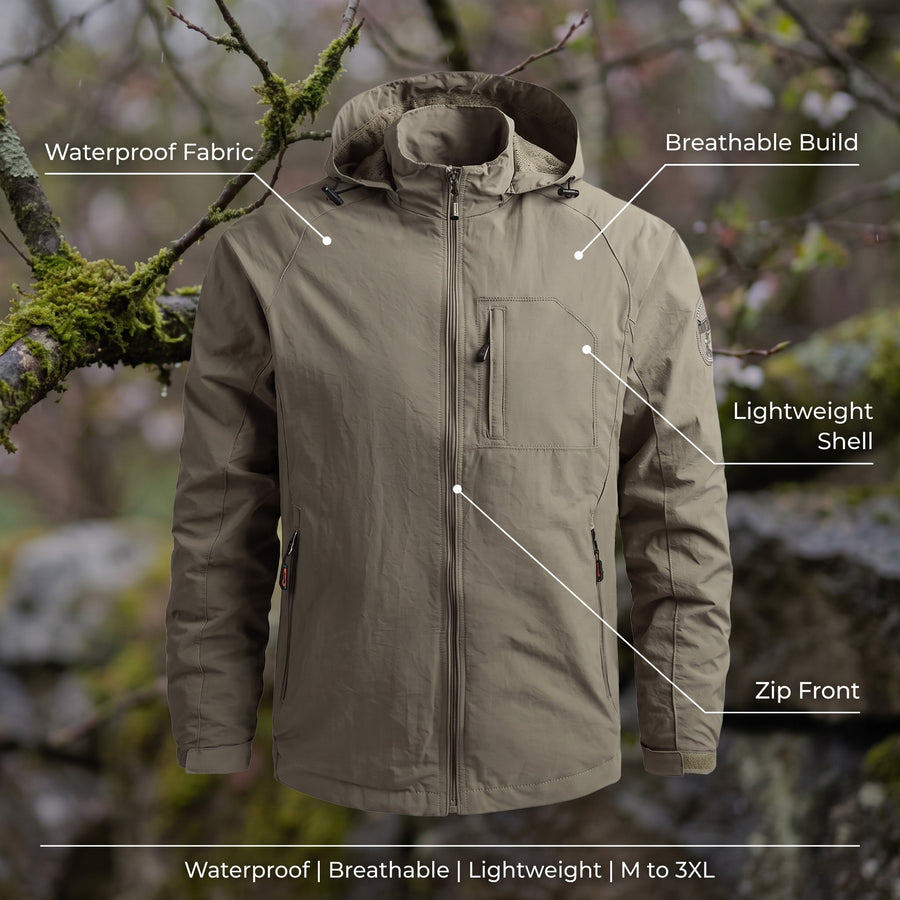 Men’s Waterproof Breathable Jacket Lightweight Spring Rain Shell, product photo 2