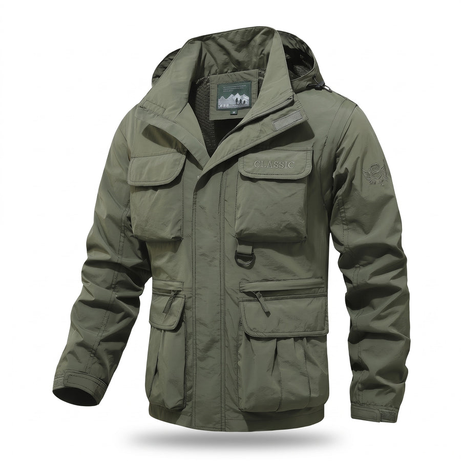 Men's Windbreaker Detachable Sleeves Hooded Multi Pocket Coat, product photo 1