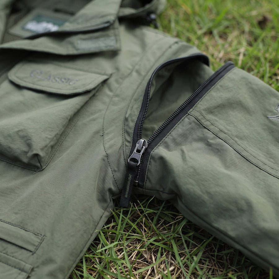Men's Windbreaker Detachable Sleeves Hooded Multi Pocket Coat, product photo 4