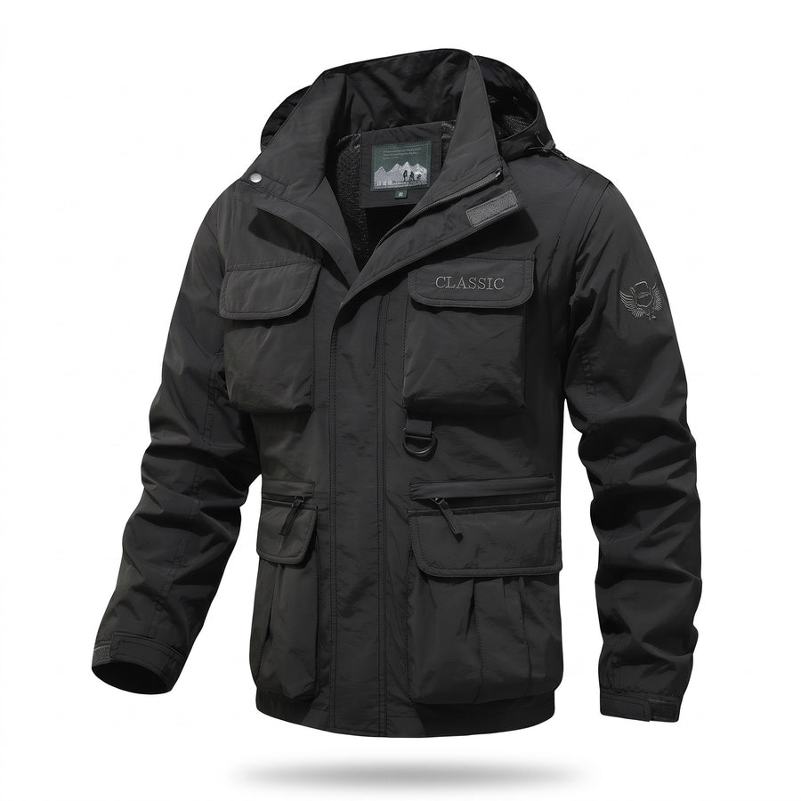 Men's Windbreaker Detachable Sleeves Hooded Multi Pocket Coat, product photo 7
