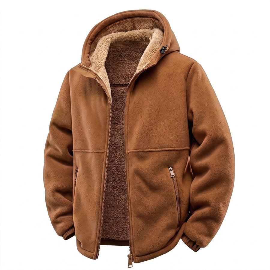 Men's Windproof Fleece Jacket Hooded Full Zip Autumn Winter, product photo 1