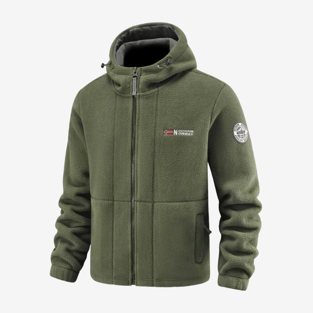 Men's Windproof Fleece Jacket Warm Breathable Hooded Outdoor Coat – product view 1 | Great Lakes Outdoor