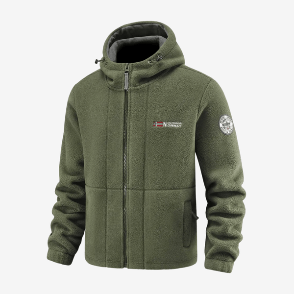 Men's Windproof Fleece Jacket Warm Breathable Hooded Outdoor Coat
