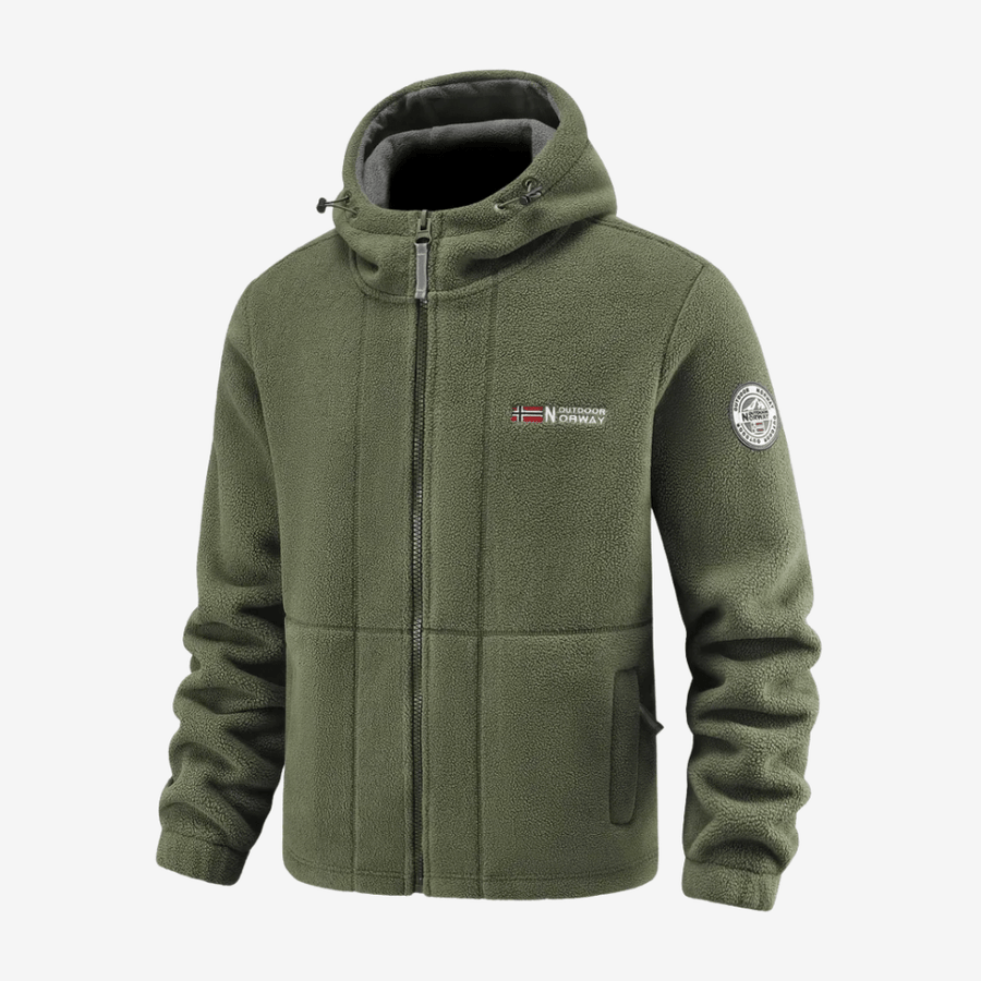 Men's Windproof Fleece Jacket Warm Breathable Hooded Outdoor Coat – product view 1 | Great Lakes Outdoor