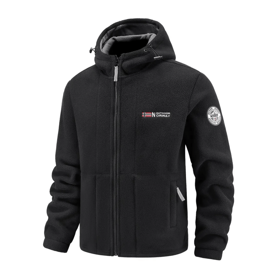 Men's Windproof Fleece Jacket Warm Breathable Hooded Outdoor Coat – product view 3 | Great Lakes Outdoor