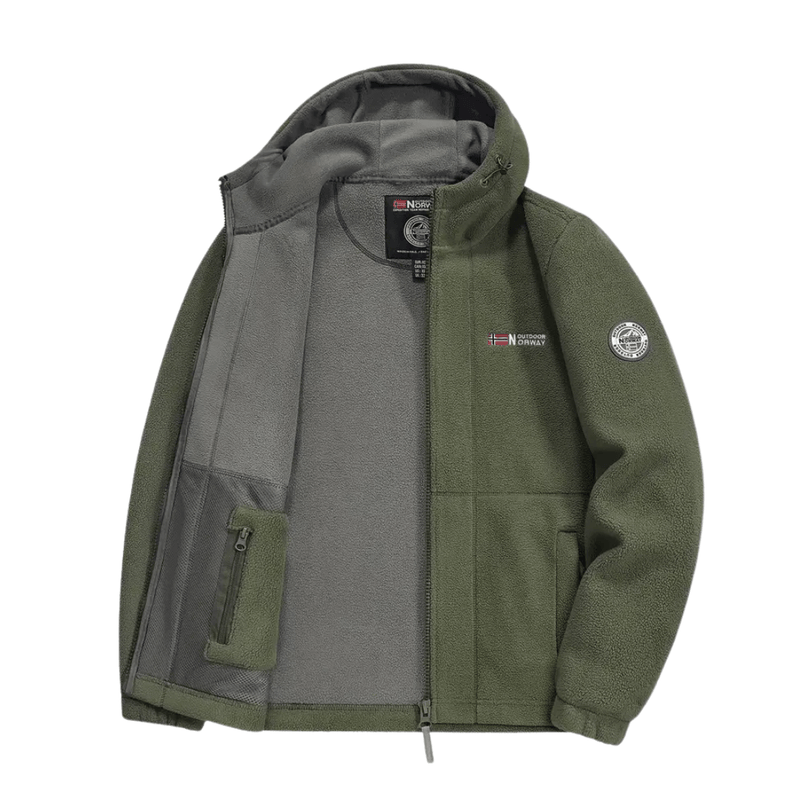 Men's Windproof Fleece Jacket Warm Breathable Hooded Outdoor Coat – product view 9 | Great Lakes Outdoor