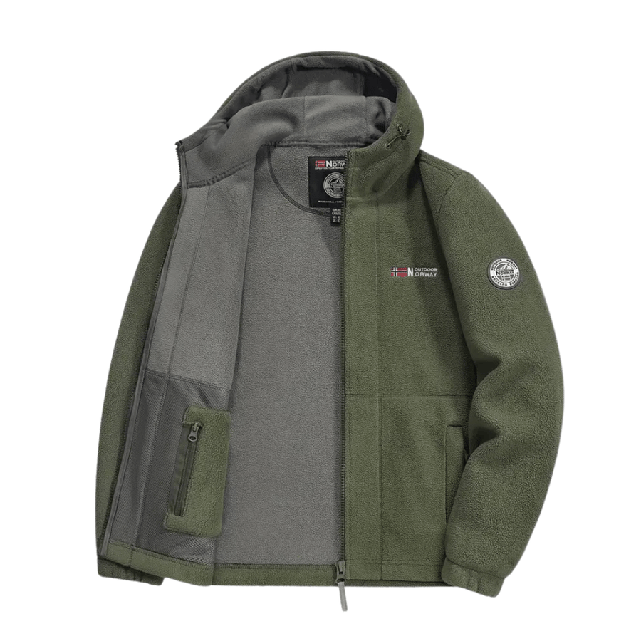 Men's Windproof Fleece Jacket Warm Breathable Hooded Outdoor Coat – product view 9 | Great Lakes Outdoor