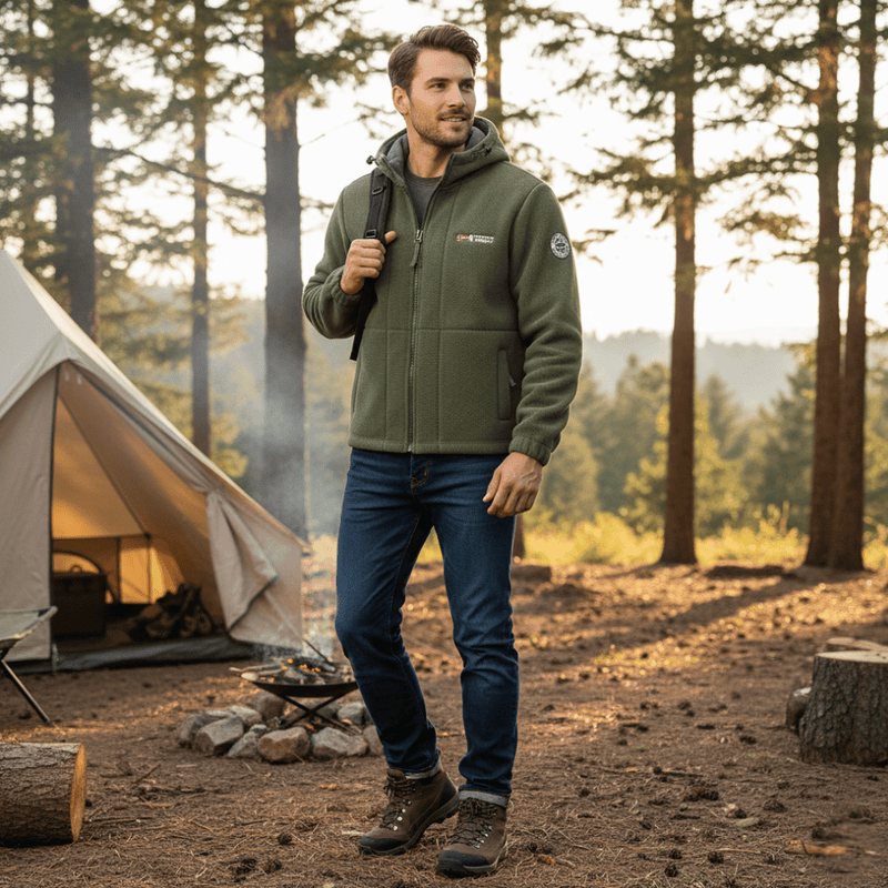 Men's Windproof Fleece Jacket Warm Breathable Hooded Outdoor Coat – product view 10 | Great Lakes Outdoor