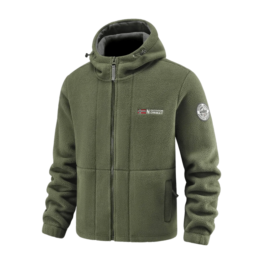 Men's Windproof Fleece Jacket Warm Breathable Hooded Outdoor Coat – product view 12 | Great Lakes Outdoor