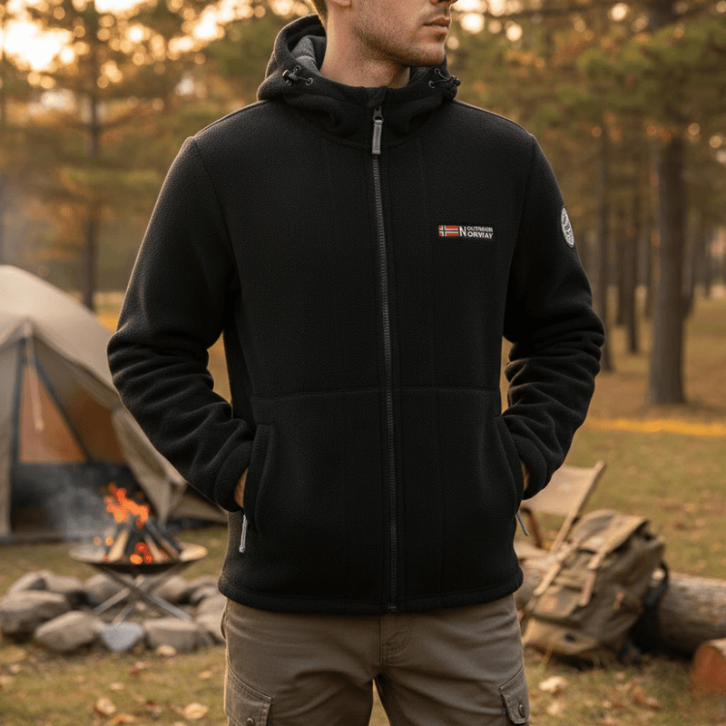 Men's Windproof Fleece Jacket Warm Breathable Hooded Outdoor Coat – product view 15 | Great Lakes Outdoor