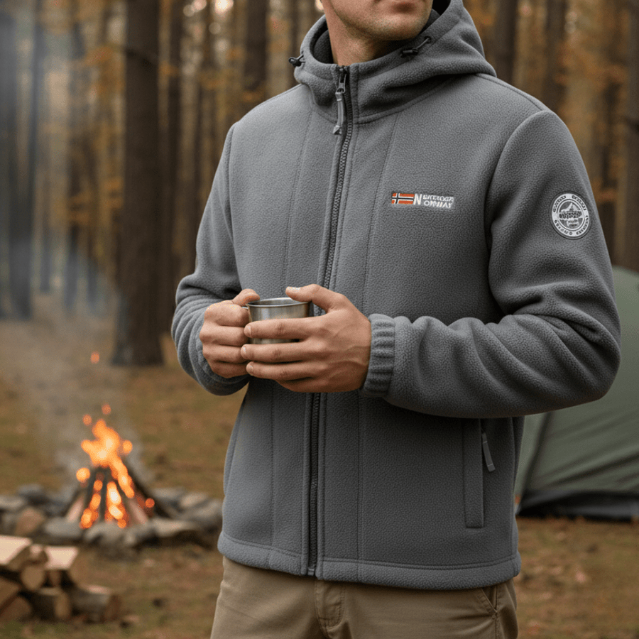 Men's Windproof Fleece Jacket Warm Breathable Hooded Outdoor Coat – product view 18 | Great Lakes Outdoor