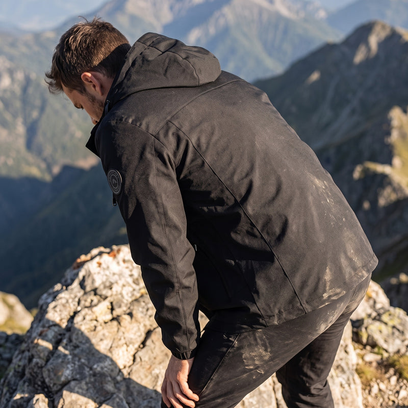 Men's Windproof Hooded Jacket Chest Print Fitness Hiking Coat, product photo 5