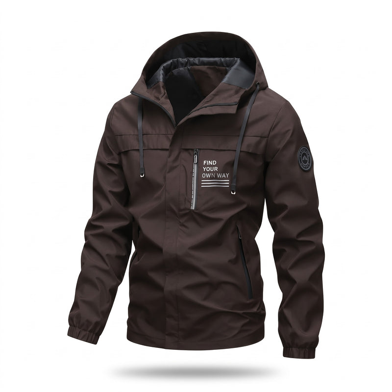 Men's Windproof Hooded Jacket Chest Print Fitness Hiking Coat, product photo 7