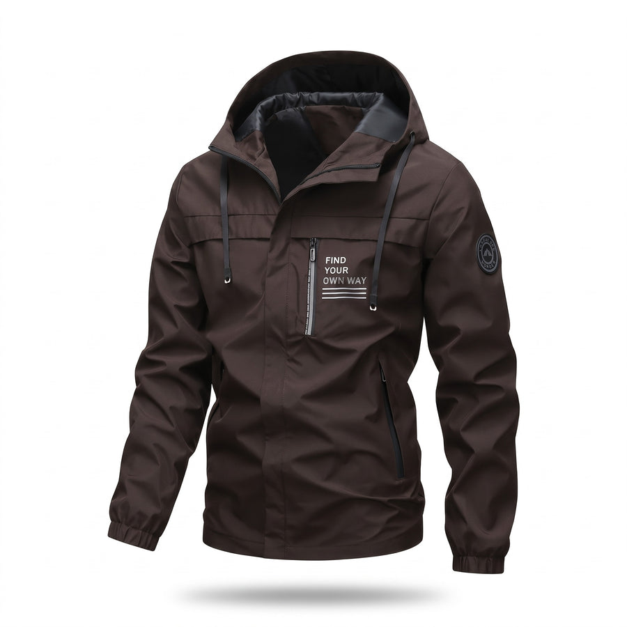 Men's Windproof Hooded Jacket Chest Print Fitness Hiking Coat, product photo 7