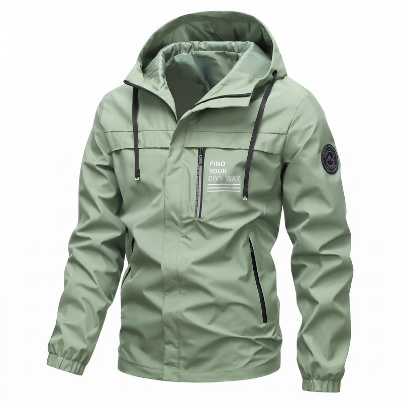 Men's Windproof Hooded Jacket Chest Print Fitness Hiking Coat, product photo 9