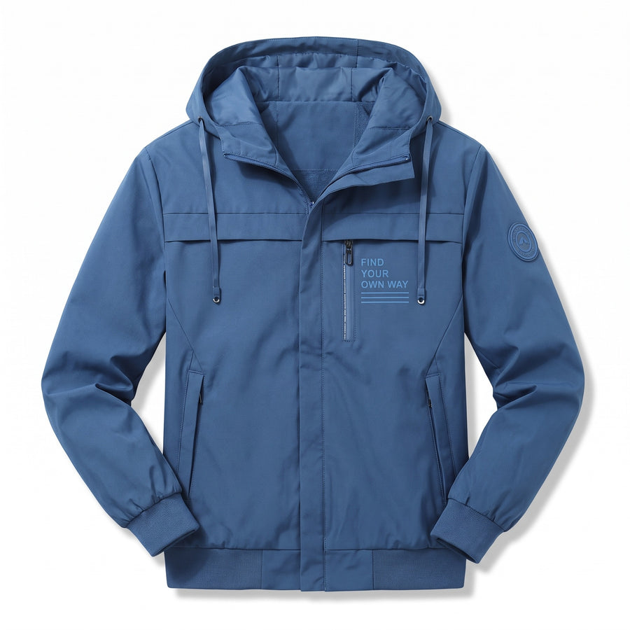 Men's Windproof Hooded Jacket Chest Print Fitness Hiking Coat, product photo 10