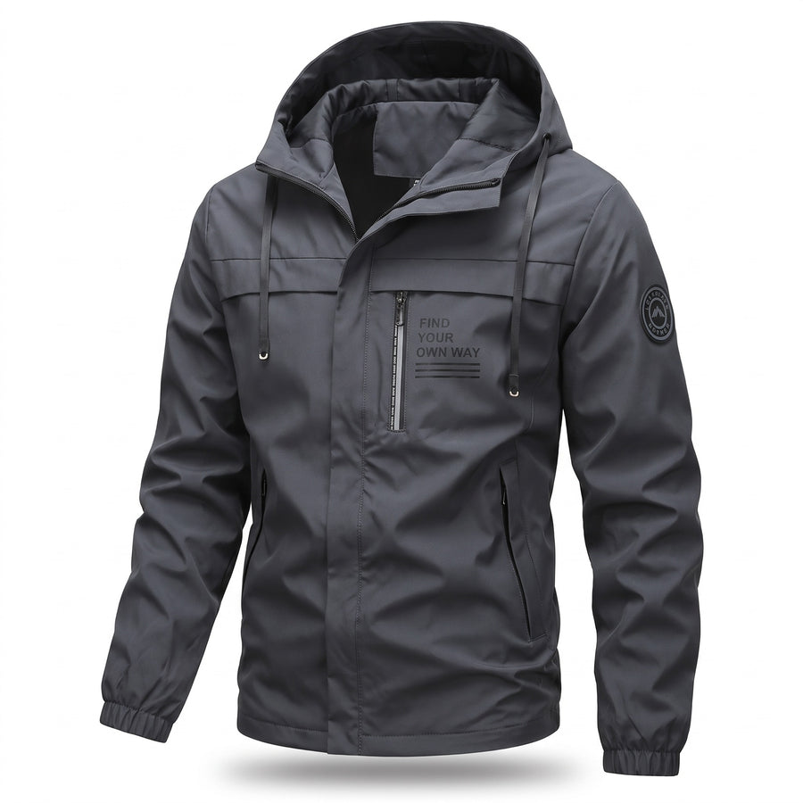Men's Windproof Hooded Jacket Chest Print Fitness Hiking Coat, product photo 11