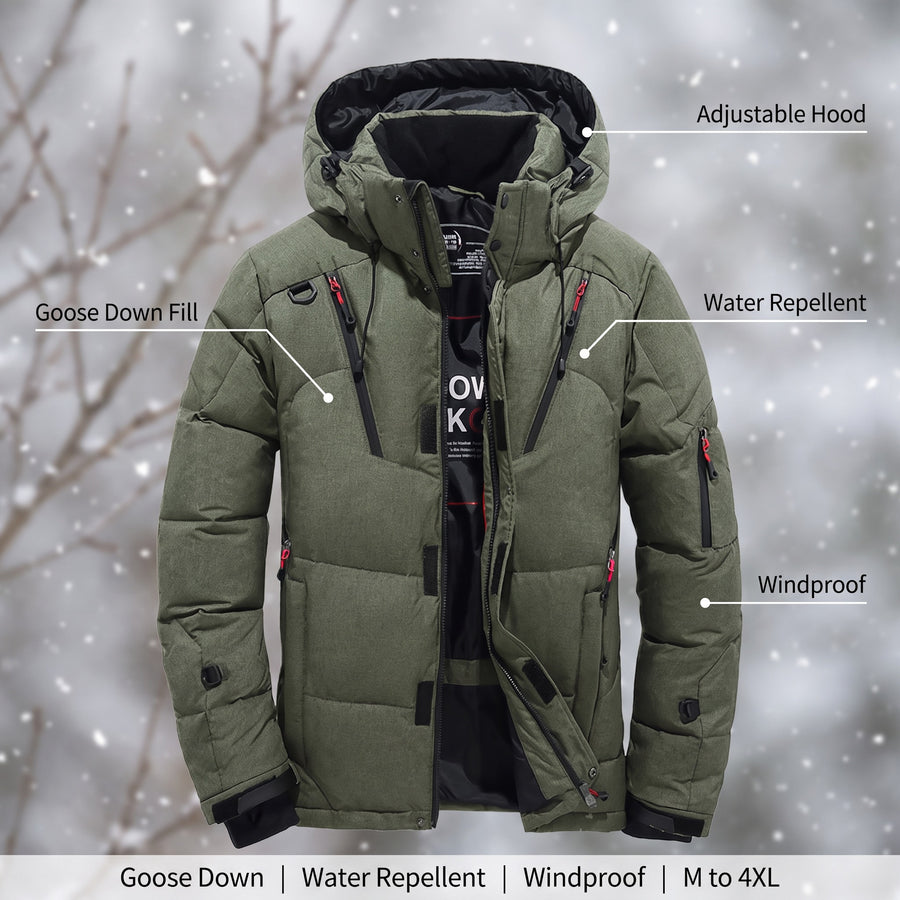 Men's Winter Down Jacket Goose Filled Water Repellent Windproof Coat, product photo 2